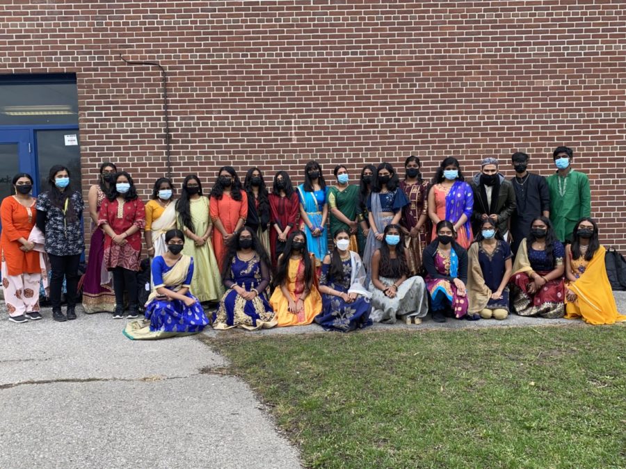 Tamil Heritage Club in their cultural attire during cultural day in May 2022.