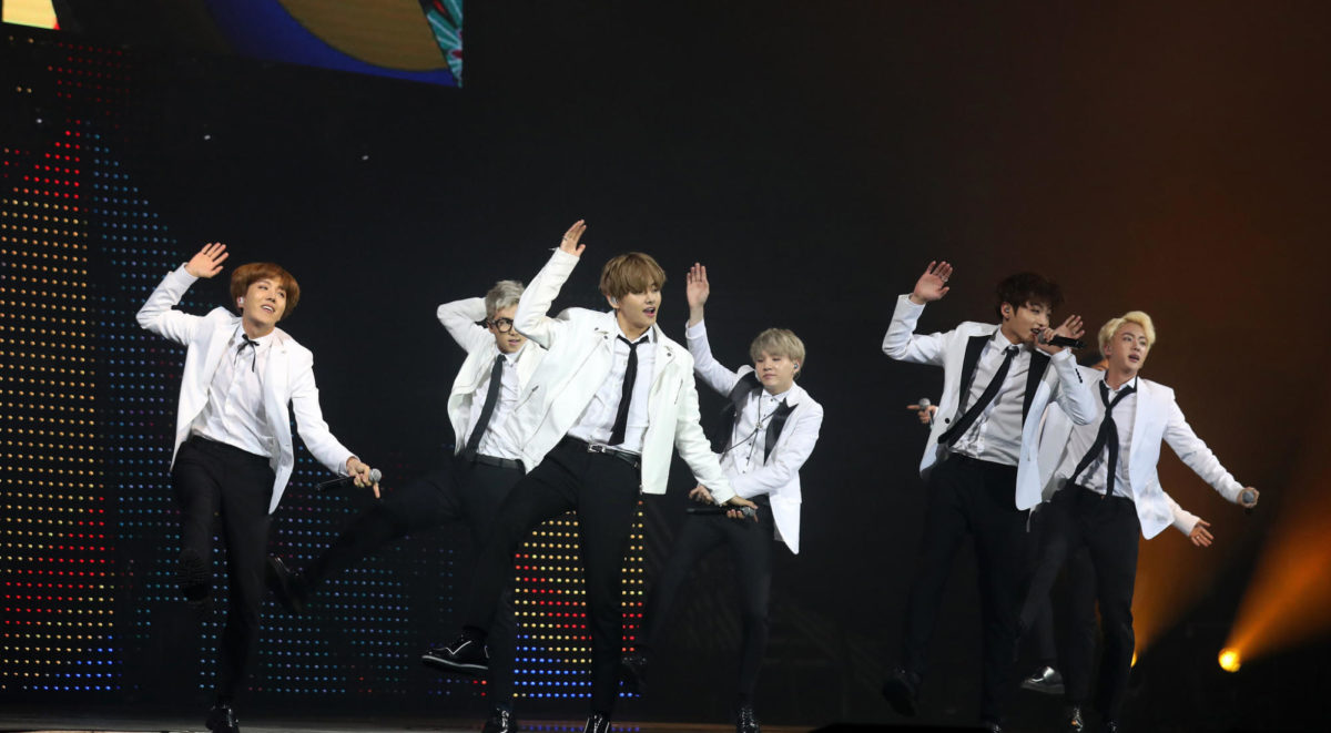 K-pop group BTS performing in France
